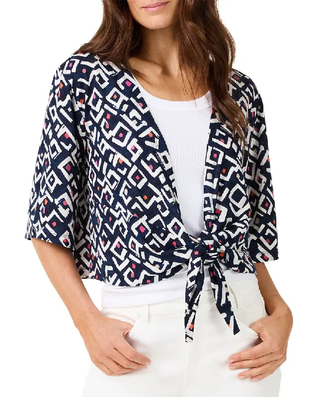 Take Advantage NIC+ZOE Indigo Angles 4-Way Linen-Blend Cardigan