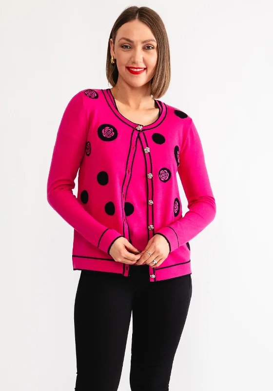 Hurry In Leo and Ugo Polka Dot and Rose Twinset, Black and Pink