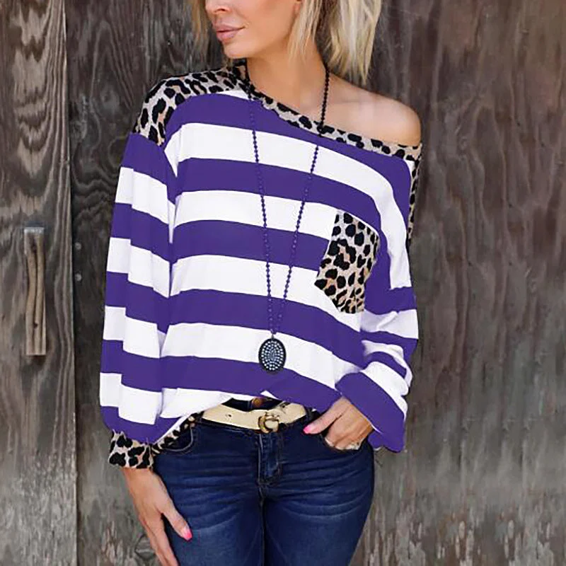 Weekend Flash Sale Women Wholesale Stripe Printing Stitching Shirt
