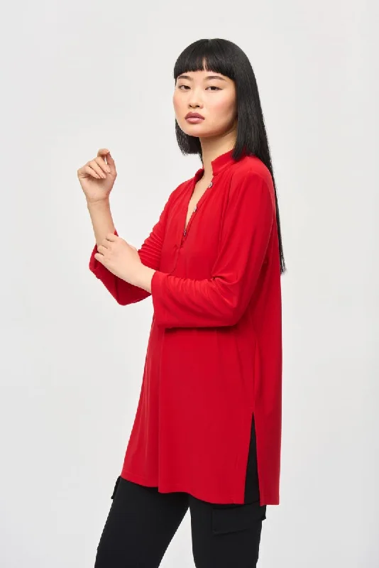 Seasonal Clearance Joseph Ribkoff Mandarin Collar 3/4 Sleeve Trapeze Tunic Top 243187