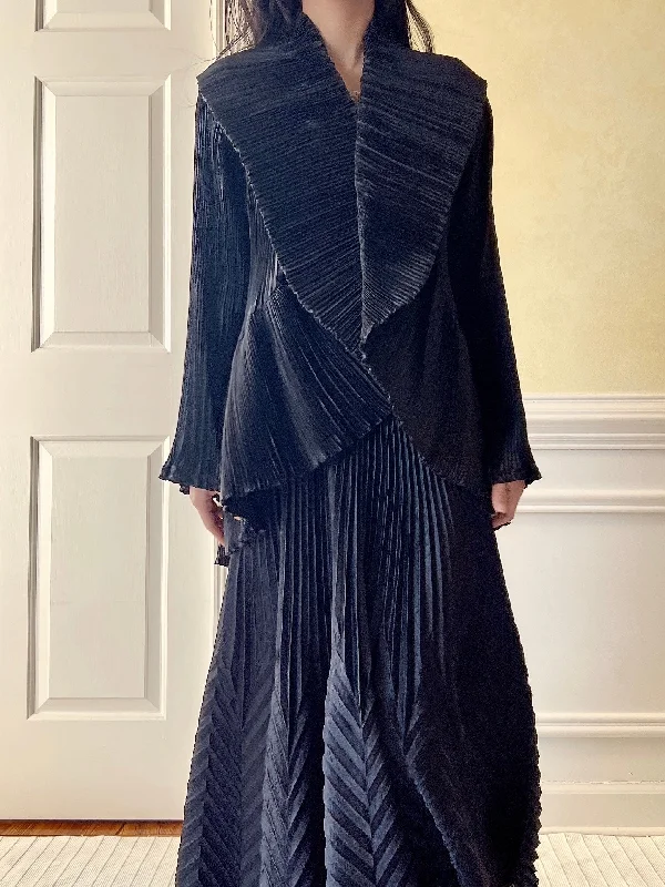 Unbeatable Prices Vintage Black Ruffle Pleated Jacket - OSFM