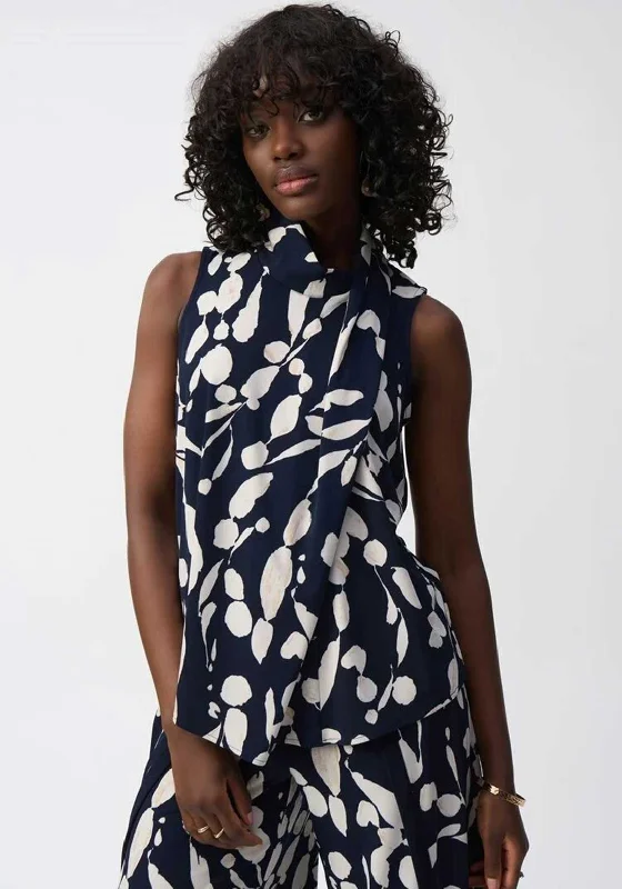 Weekend Discounts Worth Grabbing Joseph Ribkoff Floral High Neck Top, Navy