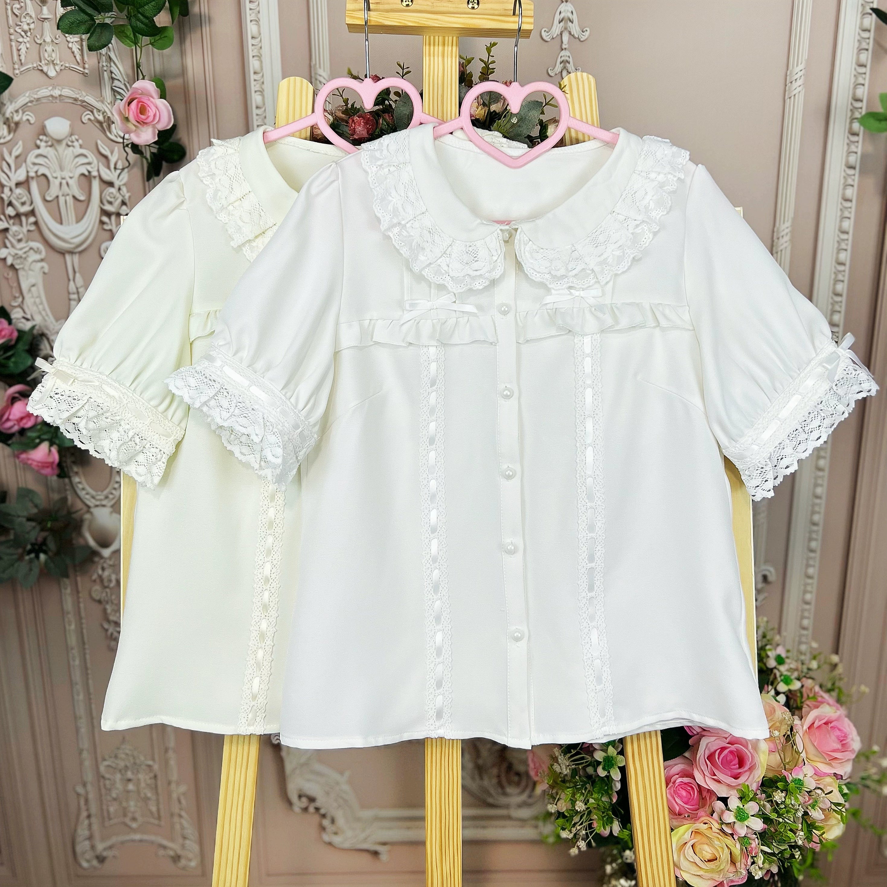 DMFS~Sweet Lolita Shirt Vintage Doll Collar Summer Top