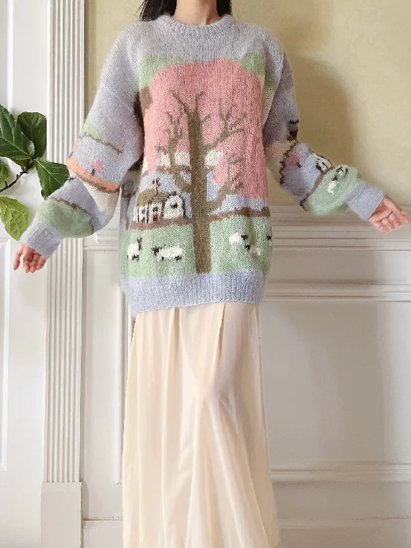 Closeout Vintage Pastel Mohair Pastoral Sweater - M/L