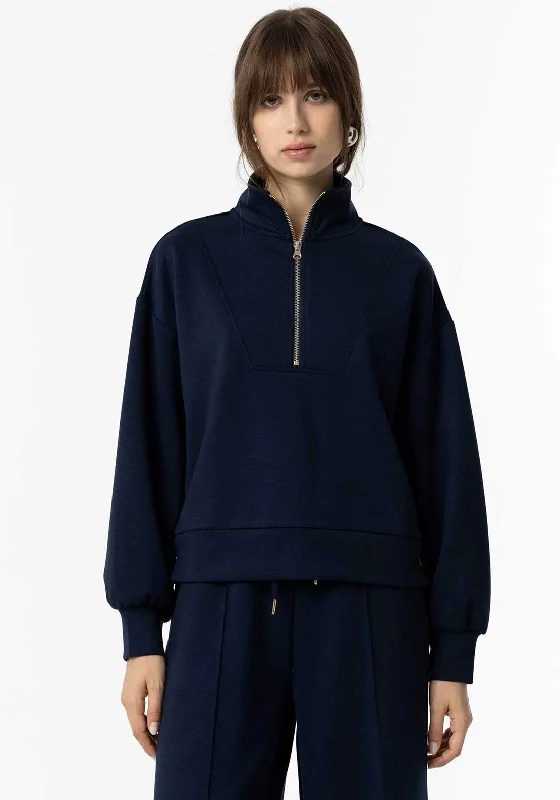 Take Advantage Tiffosi Noa Button Detail Half Zip Sweatshirt, Navy
