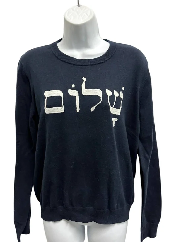 Major Savings Women's Shalom In Hebrew Sweater In Black