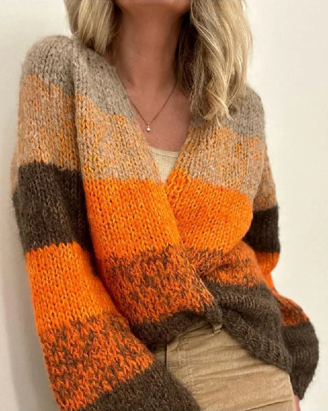 Exclusive Weekend Offers Inside BerryBetty - Color Block Loose Cardigan