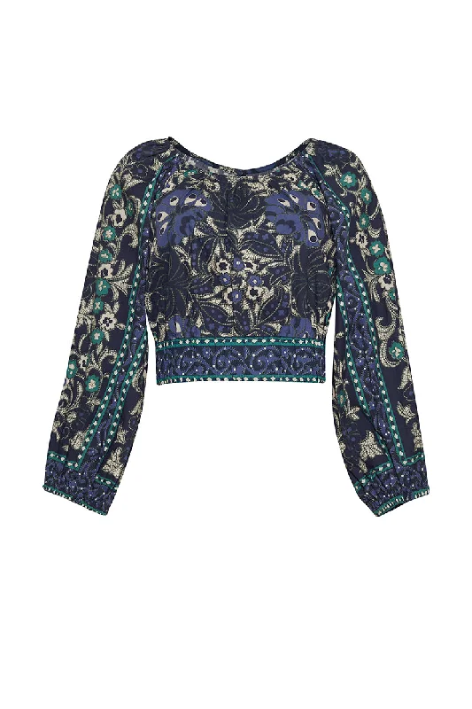 Weekend Specials to Love Benny Top in Blue Bogata Scarf