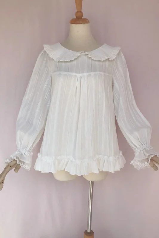 Yilia~Sweet Lolita Cotton Long Sleeve Blouse