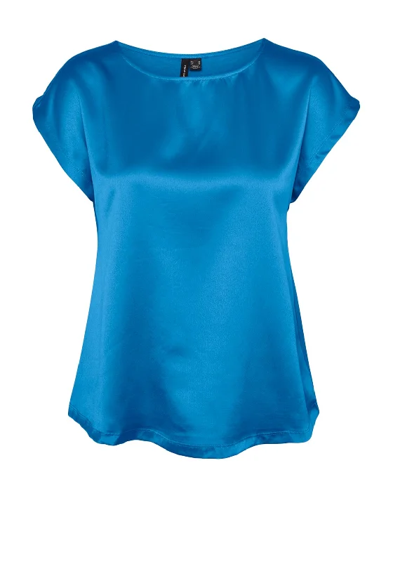 Price Buster Vero Moda Merle Material Mix Top, Ibiza Blue