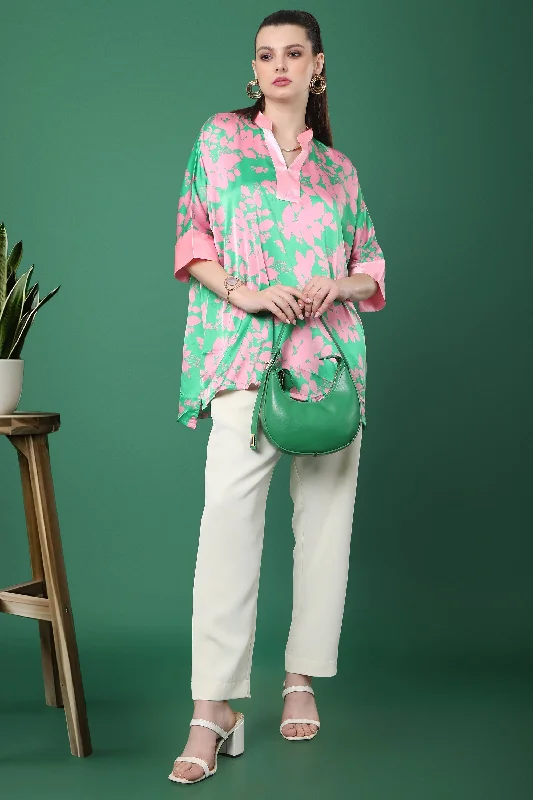 Unmissable Offer Women’s Green & Pink Floral Print Tunic