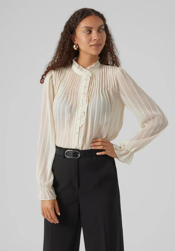 Deal Dash Vero Moda Gea Sheer Chiffon Shirt, Birch