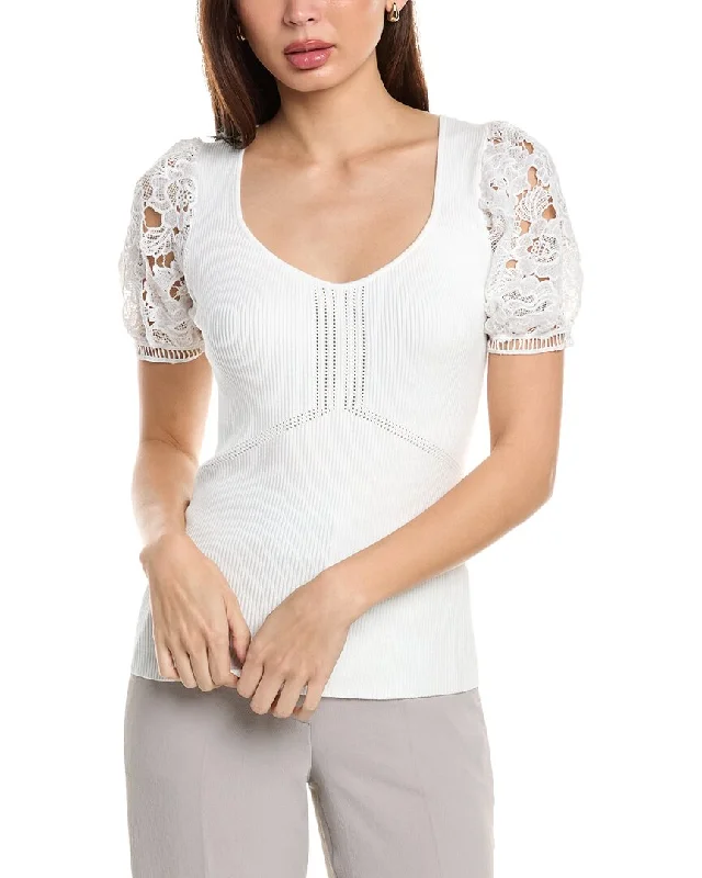 Lowest Price Elie Tahari Lace Sleeve Top