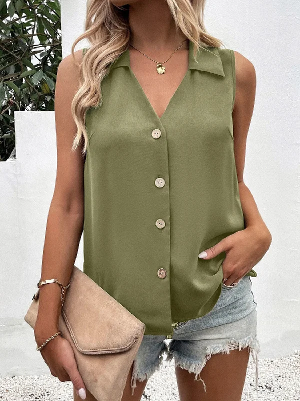 Markdown Sale Full Size Johnny Collar Button Up Tank