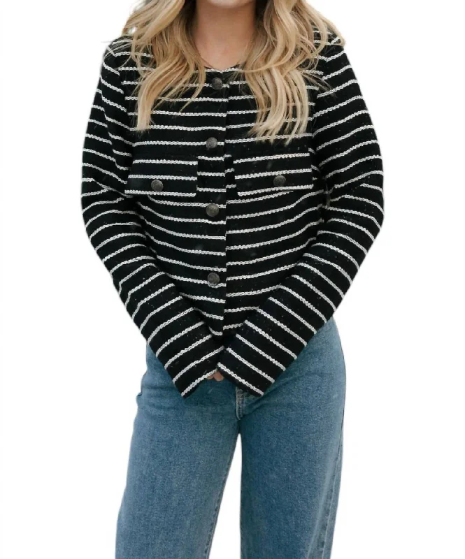 Weekend Deals That Excite Tweed Stripe Cardigan In Black