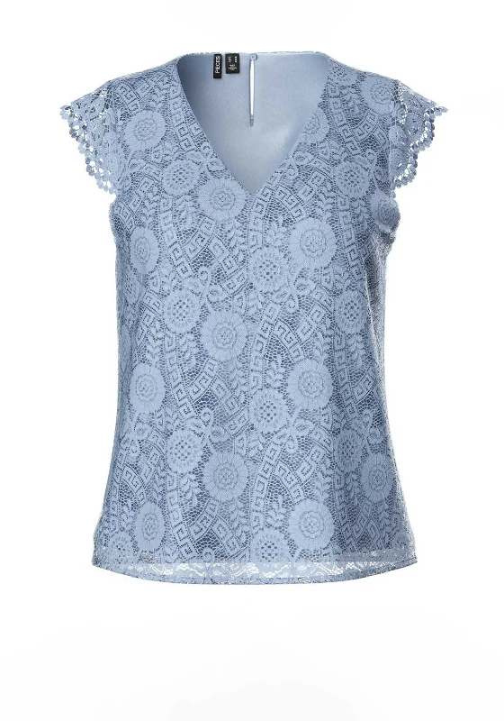 Buy Today Pieces Colline Lace V Neck Top, Kentucky Blue