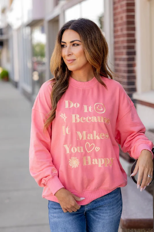 Super Deal Makes You Happy Embroidered Graphic Crewneck