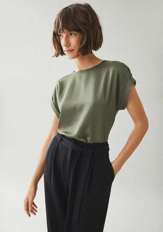 Limited Time Offer Vila Ellette Satin Top, Dusty Olive