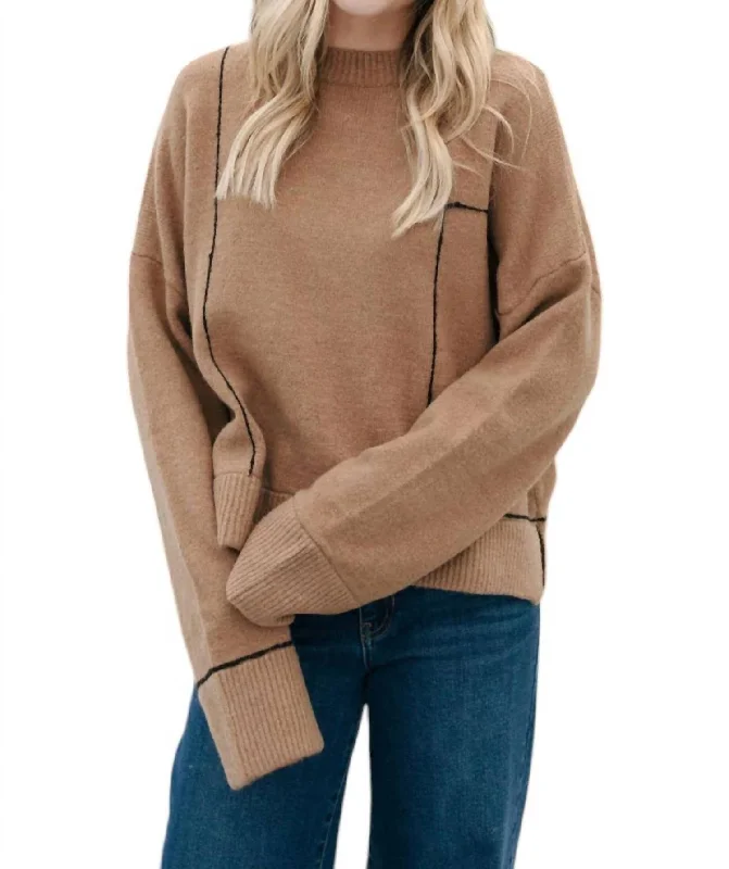Weekend Offers That Sizzle Grid Pattern Sweater In Mocha