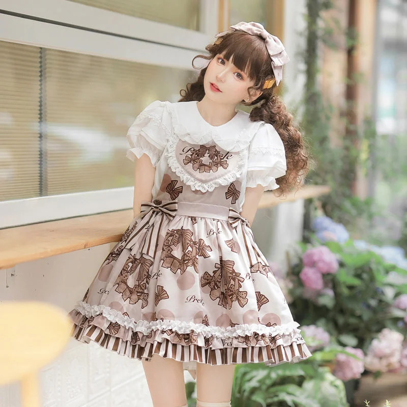 Eieyomi~Chocolate Garland~Kawaii Lolita Summer Dairy Salopette