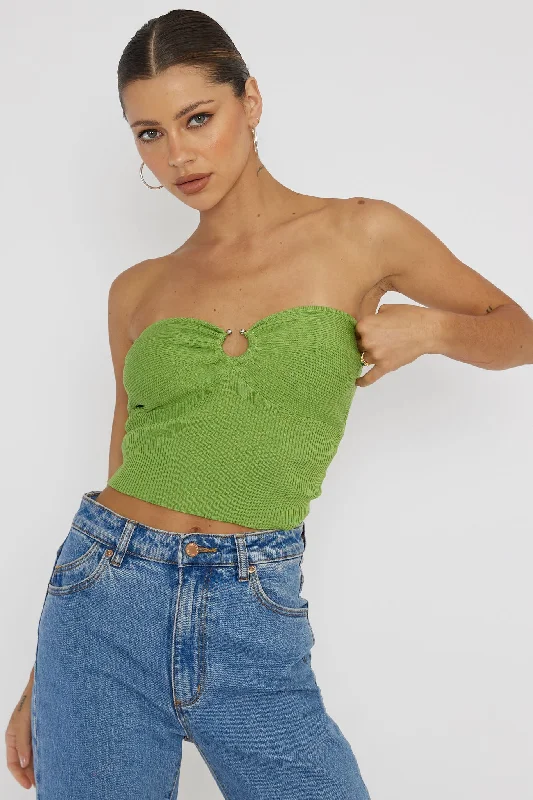 Mega Sale Real Talk Sweetheart Neckline Top Green