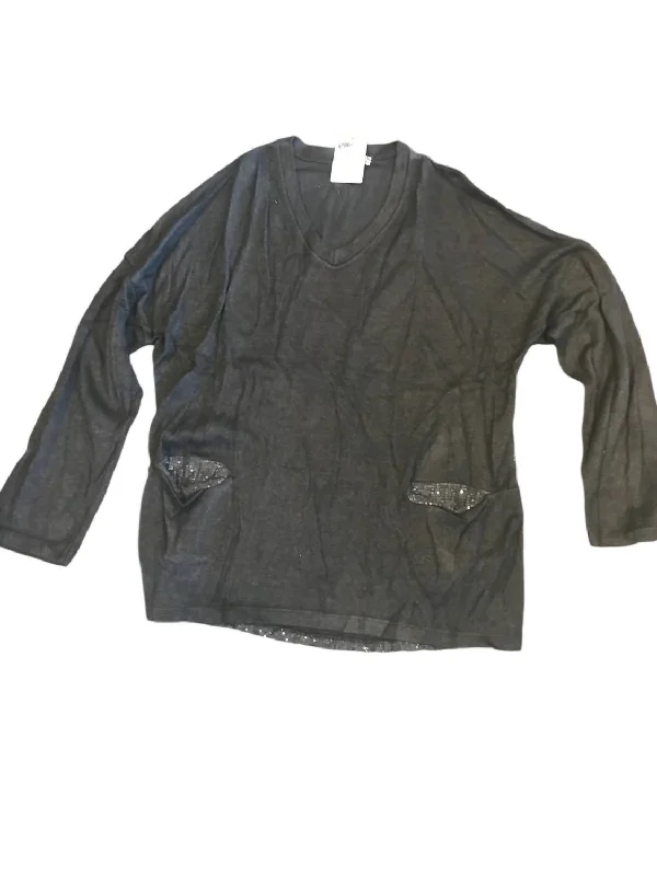 Sale Event Women's Sequined Back Top In Charcoal