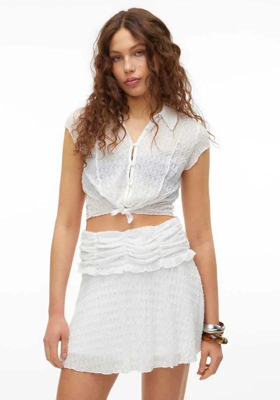 Price Drop SOMETHINGNEW Mila Crinkled Cropped Shirt, Snow White