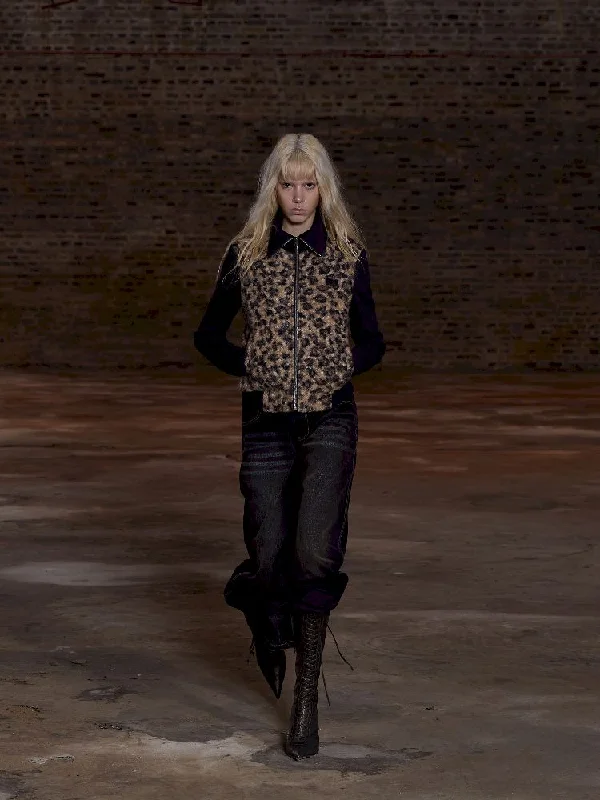 New Deal Leopard Print Rolled Cardigan [S0000010939]