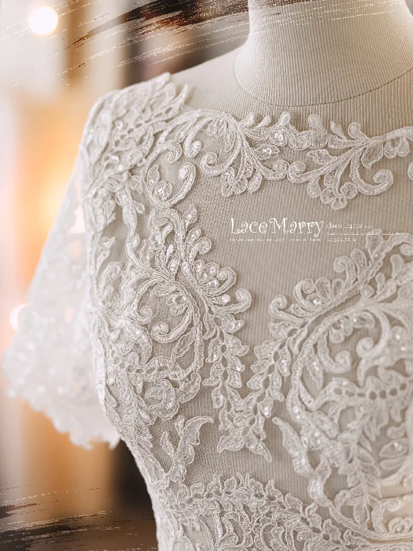 Online Only JERICA / Gorgeous Lace Topper with Sparkling Appliques