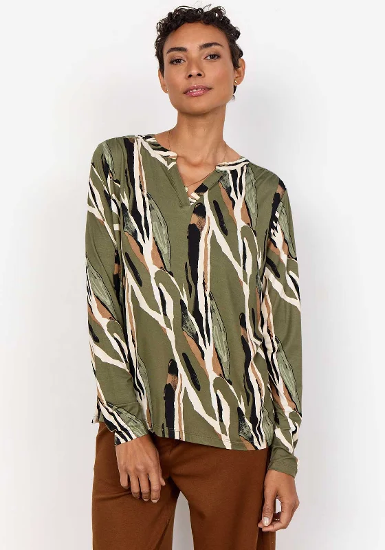 Weekend Discounts to Enjoy Soyaconcept Marica Printed V Neck Top, Green