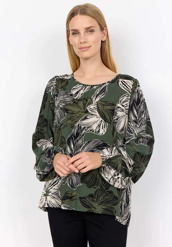 Price Rollback Soyaconcept Ilone Leaf Print Top, Green