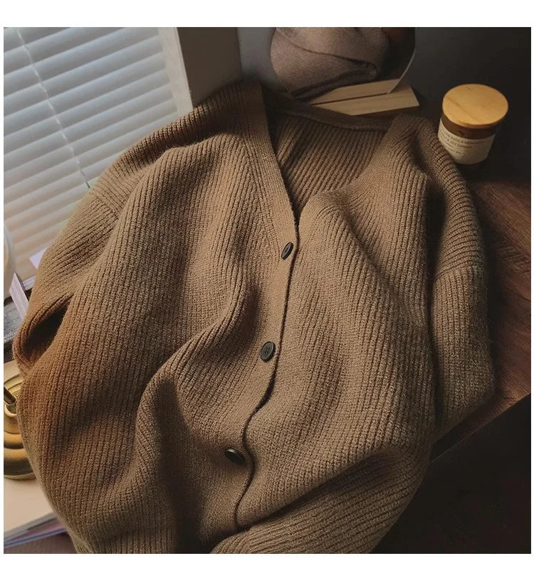Shop and Save Solid color sweater for women long-sleeved sweater jacket     S4821