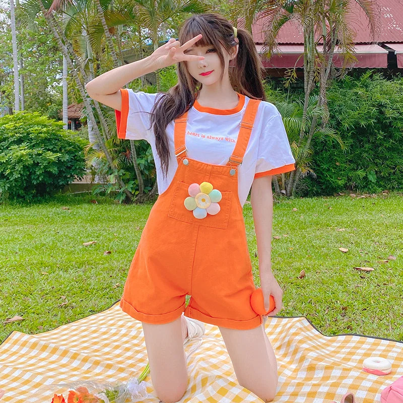 Fantastic Deals Orange overalls + T-shirt 2-piece set  PL52278
