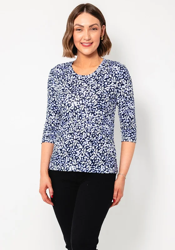 Deep Discounts Olsen Graphic Floral Cropped Sleeve Top, Purple