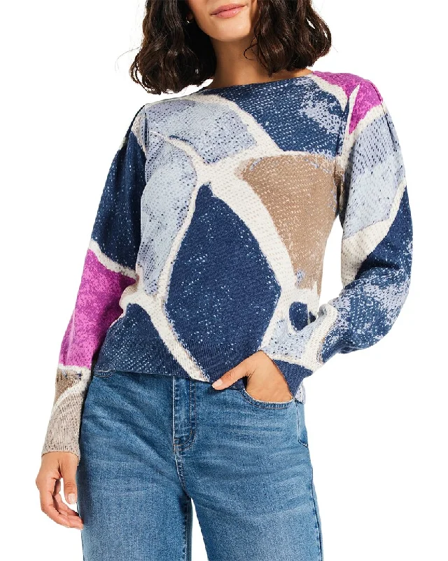 Weekend Bargains to Grab NIC+ZOE Petite Printed Tiles Femme Sleeve Sweater