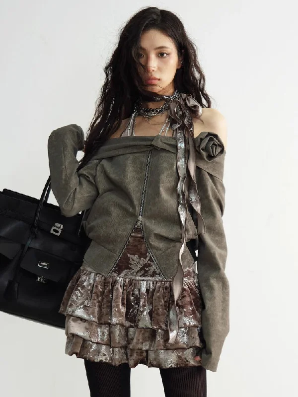 Weekend Shopping Made Better Off-the-shoulder Short Jacket [S0000010928]