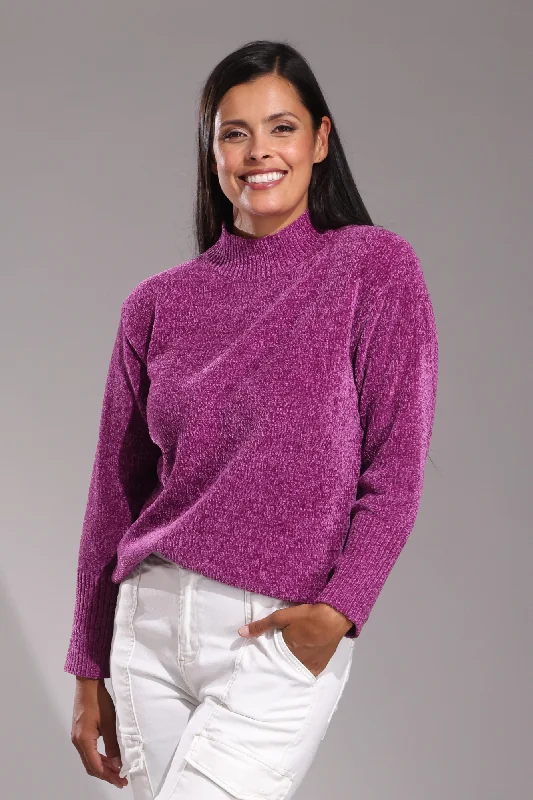 Chenille turtle neck Jumper | Berry | 6973ZZ