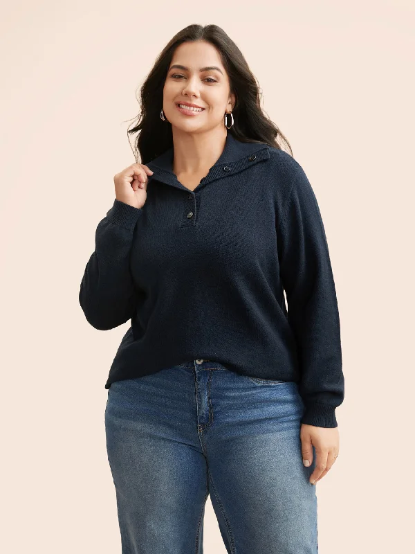 Weekend Deals That Impress Airy Cozy Lapel Collar Button Up Pullover