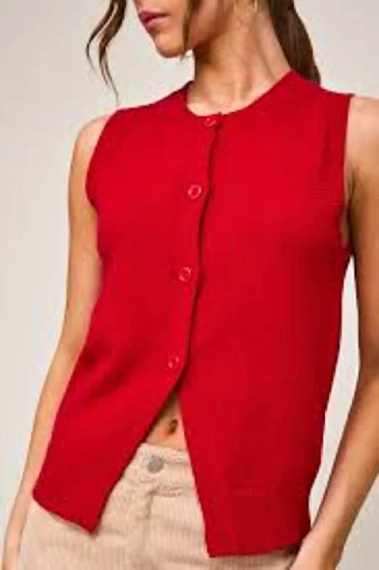 Stock Up Knit Vest In Red