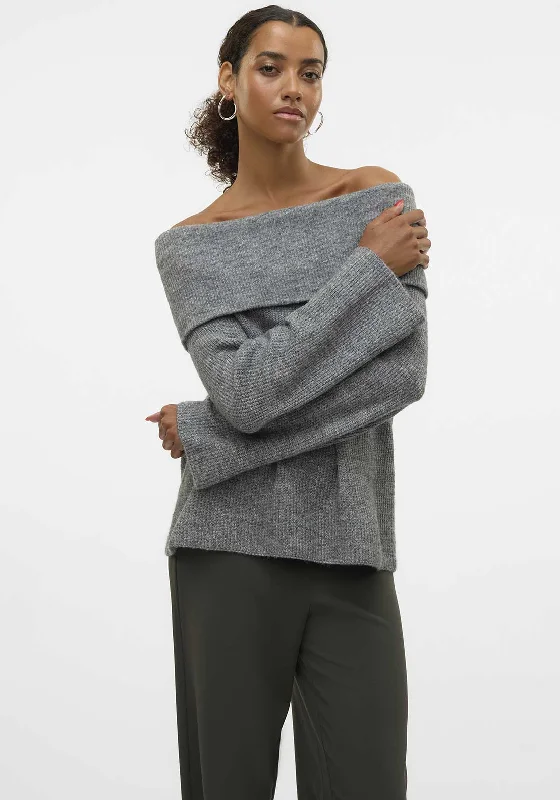 Price Meltdown Vero Moda Era Off Shoulder Jumper, Grey