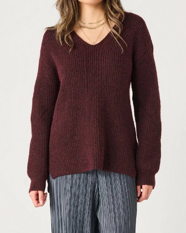 Lowest Price Port Melange Tunic Sweater In Burgundy