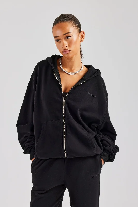 Incredible Offers Oversized Zip Hoodie - Black
