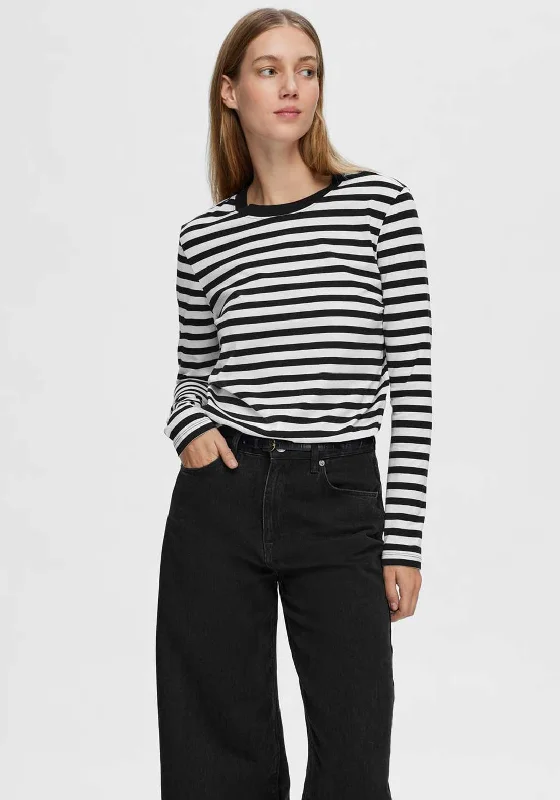 Unbeatable Prices Selected Femme Essential Striped Long Sleeve T-Shirt, Black