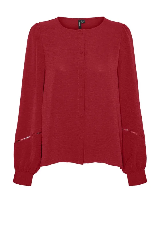 Major Savings Vero Moda Alva Button Up Blouse, Red