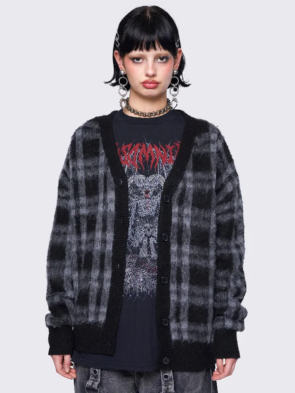 Major Savings Zoey Plaid Fluffy Cardigan