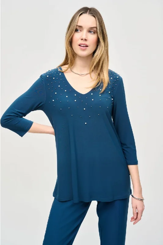 Joseph Ribkoff Embellished 3/4 Sleeve Fit-And-Flare Top 243075