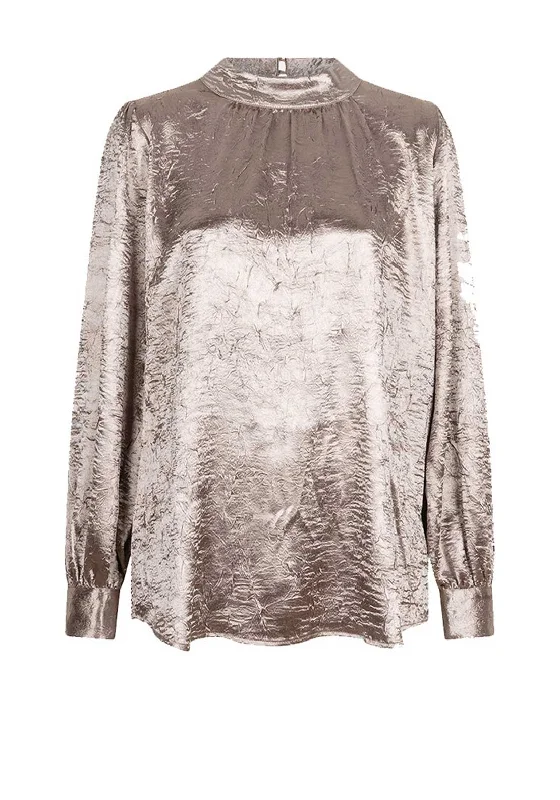 Weekend Bargains to Relish Esqualo Satin Crinkle Blouse, Dark Gold