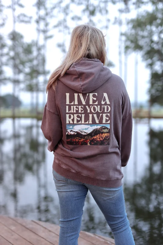 Live A Life You'd Relive (ESPRESSO) - "My Go To" Oversized Acid Washed Hoodie