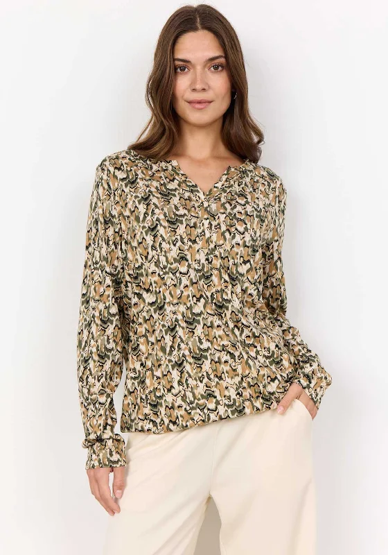 Huge Savings Soyaconcept Felicity Abstract Print V Cut Top, Green Multi