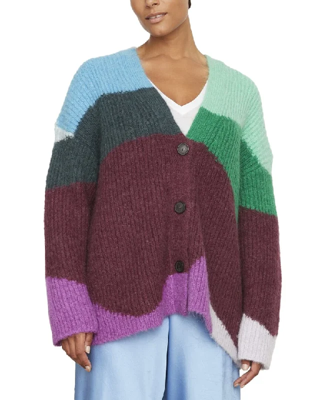 Hurry In Vince Intarsia Wave Mohair & Alpaca-Blend Cardigan